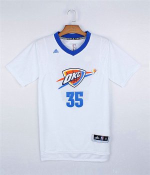 Maillot De Basket Oklahoma City Thunder Kevin Durant 35 Short Sleeve Blanc